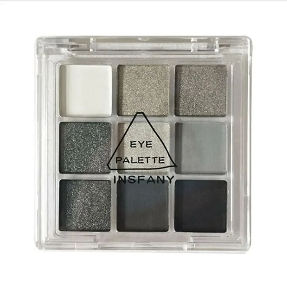 CACALAS Eye Palette 9 Color Eyeshadow Smokey Gray Black Matte Shimmer Makeup 8g